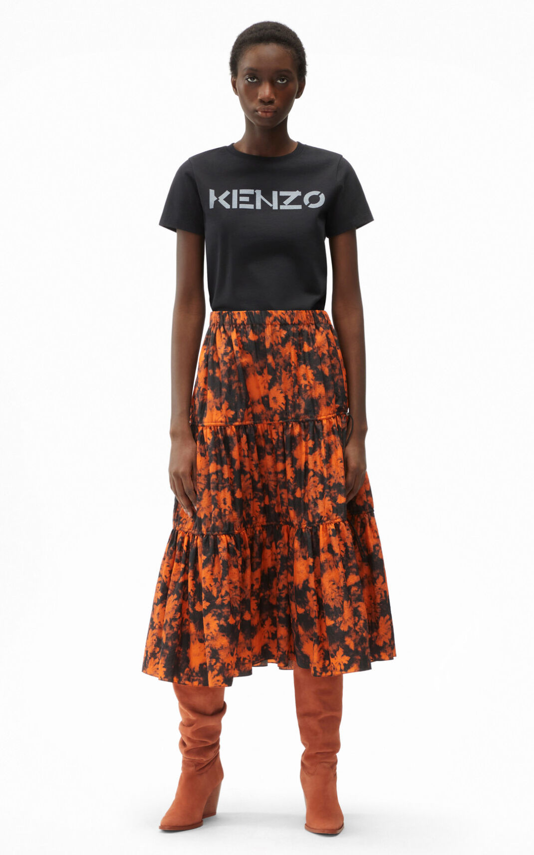 Faldas Kenzo Ghost Flower Midi Mujer Naranjas GYW186905